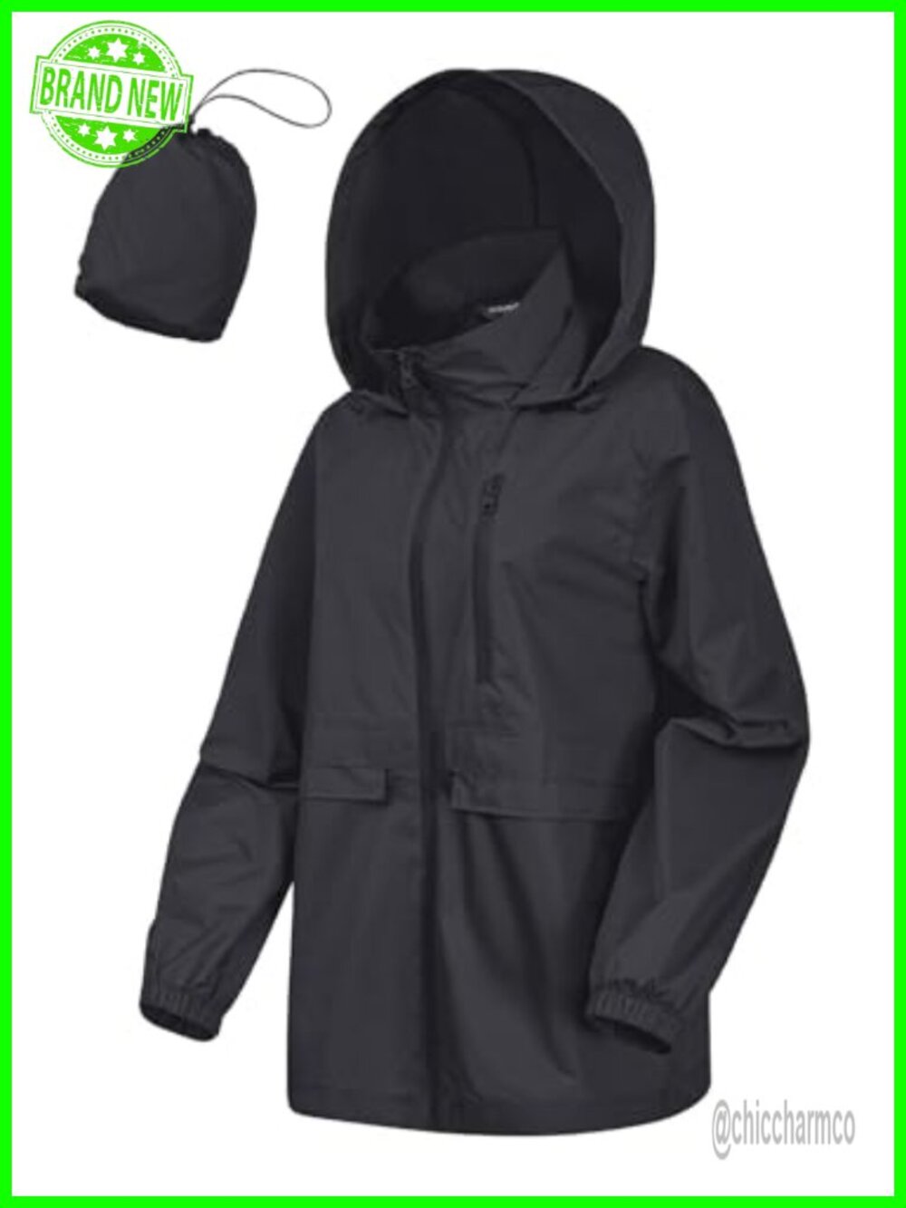 CRIPOM Women's Waterproof Rain Jacket Windbreaker with Hood Lightweight Packable